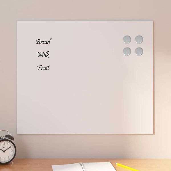 vidaXL Magneetbord voor aan de wand 60x50 cm gehard glas wit
