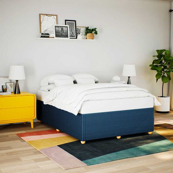 vidaXL Bedframe zonder matras stof blauw 140x200 cm