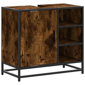 vidaXL Wastafelkast 65x33x60 cm bewerkt hout gerookt eikenkleurig