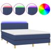 vidaXL Boxspring met matras en LED stof blauw 140x200 cm