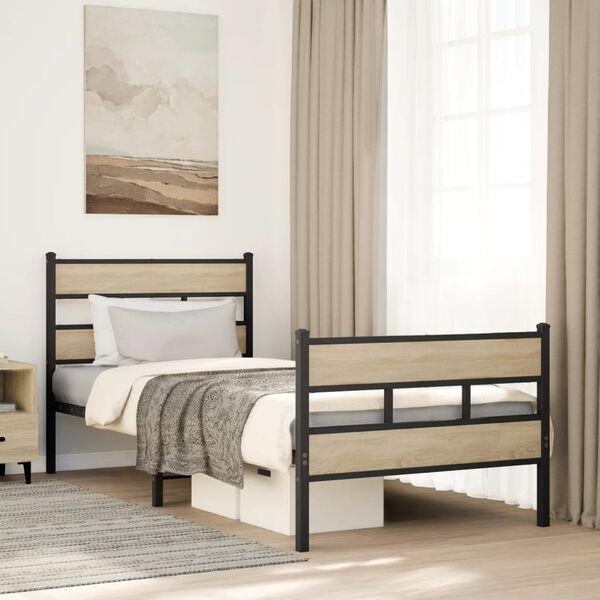 vidaXL Bedframe zonder matras metaal sonoma eikenkleurig 90x190 cm