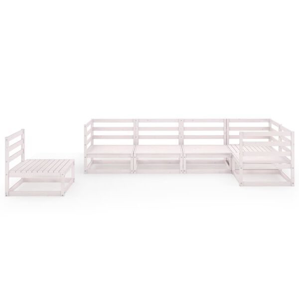 vidaXL 6-delige Loungeset massief grenenhout wit