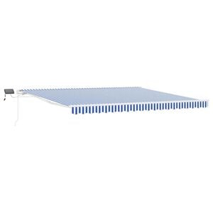 vidaXL Uitschuifbare luifel Blauw en Wit 450 &times; 300 cm