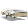 vidaXL Bedframe bewerkt hout en metaal sonoma eikenkleurig 100x200 cm