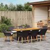 vidaXL Tuin Eetset met kussen 9 pcs Zwart en bruin poly rattan