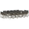 vidaXL 15-delige Tuinset met kussens poly rattan grijs