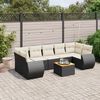 vidaXL 8-delige Loungeset met kussens poly rattan zwart
