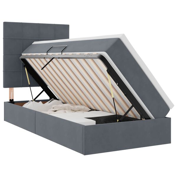 vidaXL Opbergbed met LED met matras Donkergrijs 100 x 200 cm Fluweel