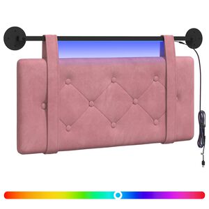 vidaXL Hangend hoofdbord Met LED-verlichting Roze Fluweel