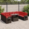 vidaXL 10-delige Loungeset met kussens poly rattan acacia bruin