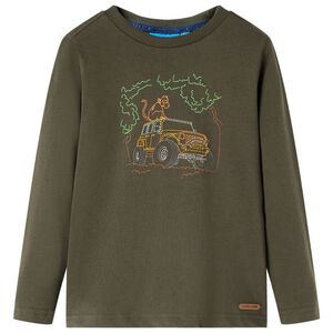 Kindershirt met lange mouwen 92 kakikleurig