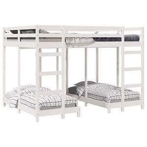 vidaXL Drie-hoog Bunk Bed Frame Wit 140 x 200 cm Massief grenenhout