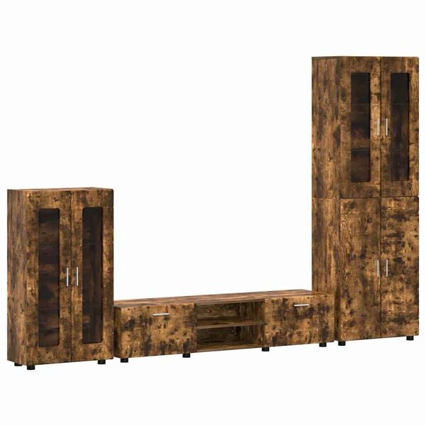 vidaXL Tv-meubelset met lade FLORIN Gerookt eiken Bewerkt hout