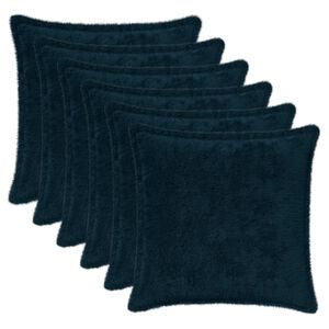 vidaXL Kussensloop 6 st HOUTEN Marineblauw 30 x 30 cm Nep Konijnenbont