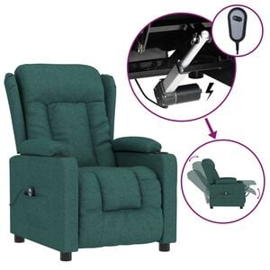 vidaXL Fauteuil verstelbaar elektrisch stof donkergroen