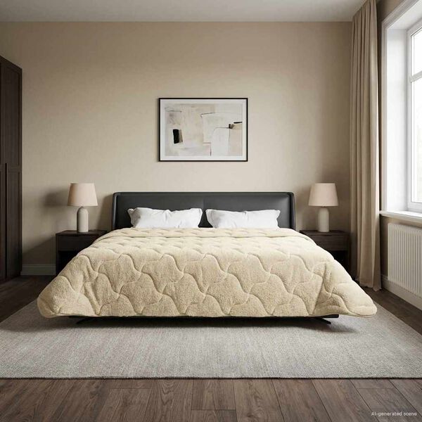 vidaXL Vol jaar dekbed Cr&egrave;me 220 x 240 cm Microfiber en Teddy fleece