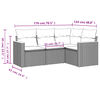 vidaXL 4-delige Loungeset met kussens poly rattan gemengd beige