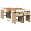 vidaXL 5-delige Tuinset met kussens poly rattan beige