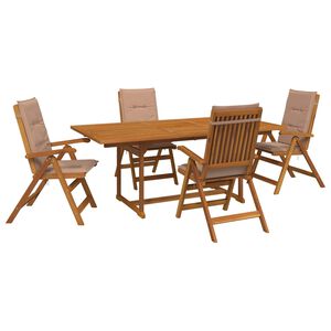 vidaXL 5-delige tuin eetset Naturel Massief Acaciahout