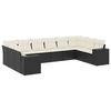 vidaXL 10-delige Loungeset met kussens poly rattan zwart
