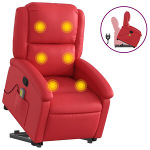 vidaXL Sta-op-massagestoel verstelbaar kunstleer rood