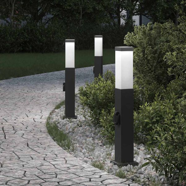 vidaXL Bolderverlichting met stopcontact 3 stuks 50 cm Zwart IP44