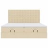 vidaXL Ottoman bed met matrassen 200x200cm stof cr&egrave;mekleurig