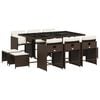 vidaXL 11-delige Tuinset met kussens poly rattan bruin