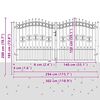 vidaXL Hekpoort met Spear Boven met slot Grijs 305 x 150 cm Staal