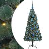 vidaXL Kunstkerstboom met verlichting en ballenset Groen 150 cm PET