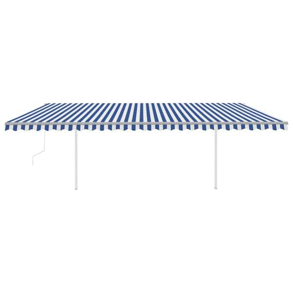 vidaXL Luifel automatisch uittrekbaar met palen 6x3 m blauw en wit