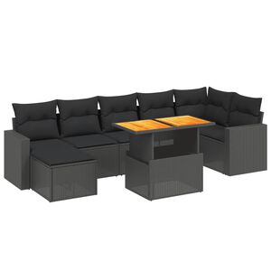 vidaXL 5-delige Loungeset met kussens poly rattan acacia zwart