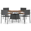vidaXL 5-delige Tuinset poly rattan zwart
