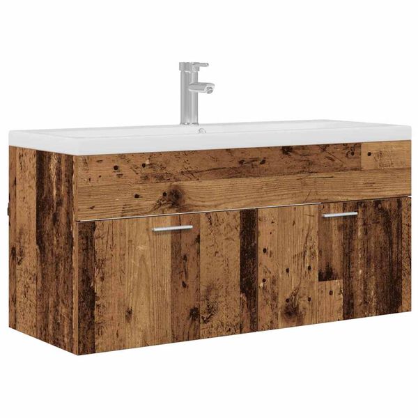 vidaXL Badkamerkast met opslag Oudhout 100 x 38,5 x 46 cm Bewerkt hout