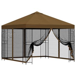 vidaXL Tuin Gazebo met Zijwanden 3 x 3 m Taupe Polyester en staal
