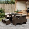 vidaXL 9-delige Tuinset met kussens poly rattan bruin