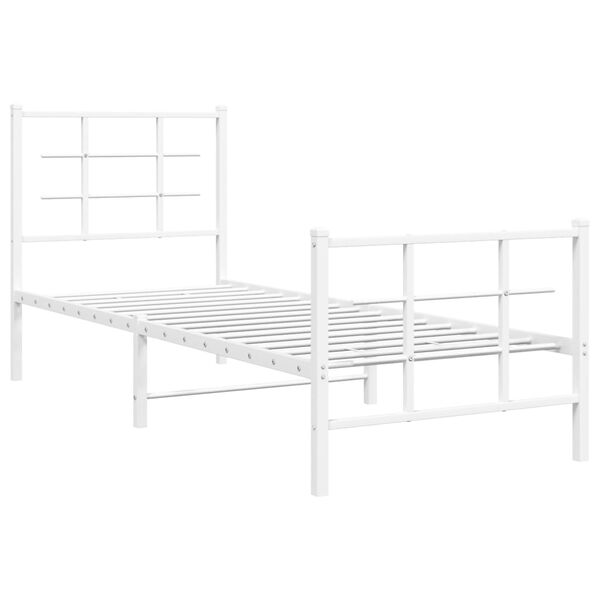 vidaXL Bedframe met hoofd- en voeteneinde metaal wit 75x190 cm
