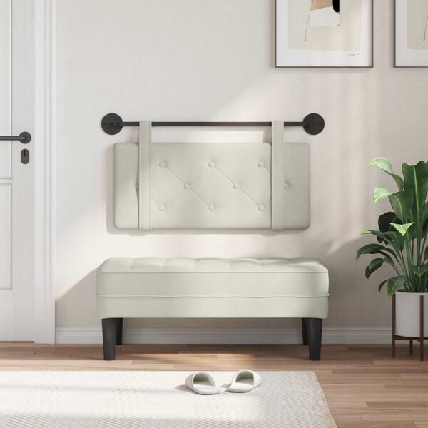 vidaXL Hangend Hoofdeinde Wandgemonteerd Cr&egrave;me 100 x 55 x 5 cm Fluweel