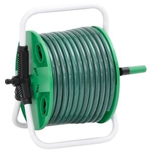 vidaXL Slanghaspel met slangkoppelset 0,5" 30 m vrijstaand PVC groen