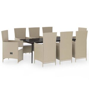 vidaXL 9-delige Tuinset met kussens beige