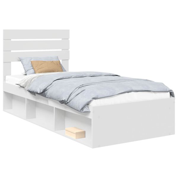 vidaXL Bedframe met hoofdeinde Wit 90 x 200 cm Massief grenenhout