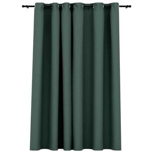vidaXL Gordijn linnen-look verduisterend met ogen 290x245 cm groen