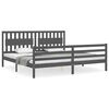 vidaXL Bedframe met hoofdbord massief hout grijs 200x200 cm