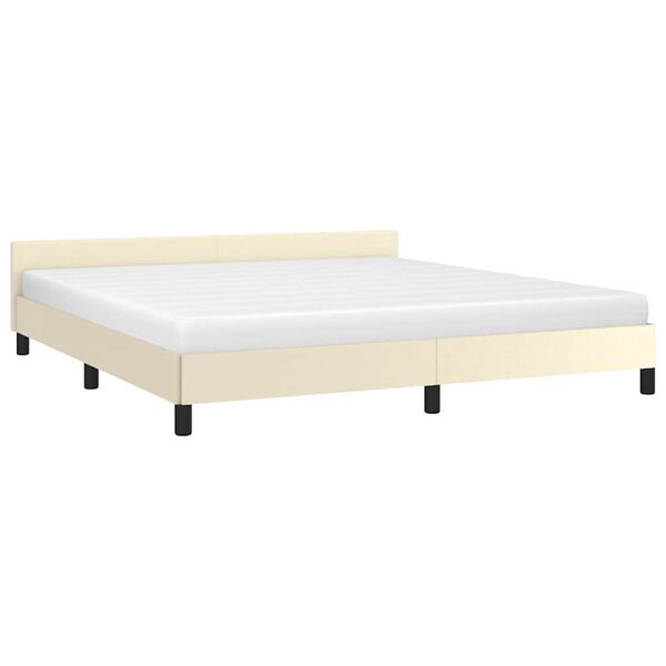 vidaXL Bedframe met hoofdeinde zonder matras 180x200 cm cr&egrave;mekleurig