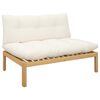vidaXL Midden Sofaset Licht Acacia en Cr&egrave;me Wit 120 x 80 x 82 cm
