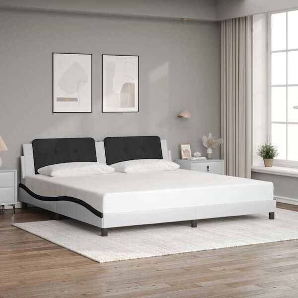 vidaXL Bedframe zonder matras "Zadar" kunstleer wit en zwart 200x200 cm