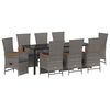 vidaXL Tuin eettafelset 9 st Grijs poly rattan