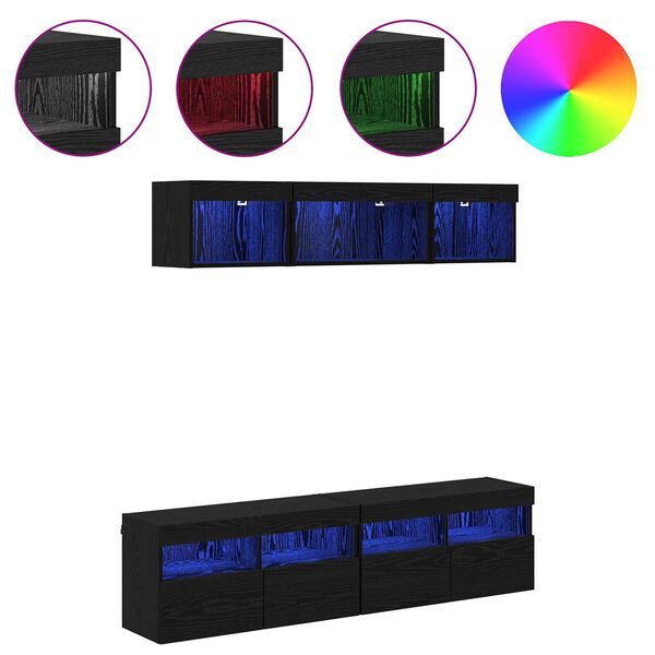 vidaXL TV Wand Eenheden met LED 5 pcs Zwart Eiken 80 x 30 x 40 cm