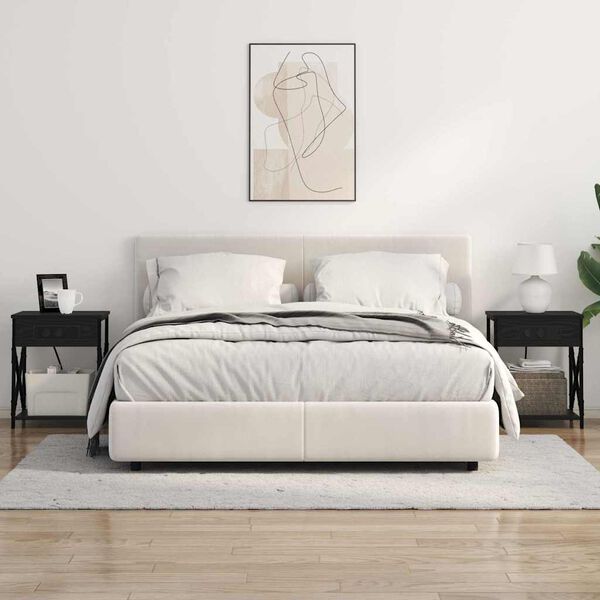 vidaXL Nachtkastje Zwart Eiken 41 x 31 x 51 cm Bewerkt hout