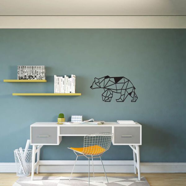 Homemania Wanddecoratie beer 55x30 cm staal zwart